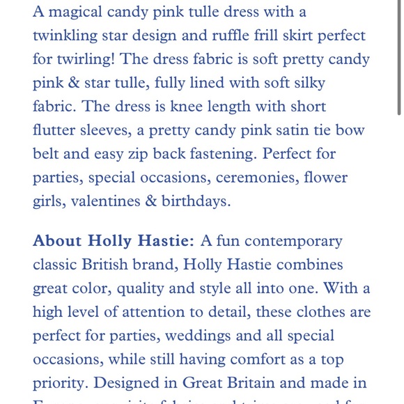 🎉HP🎉💖LONDON GOLD STAR DRESS HOT PINK BY HOLLY HASTIE PINK TULLE FRILL GLITTER - Picture 7 of 8